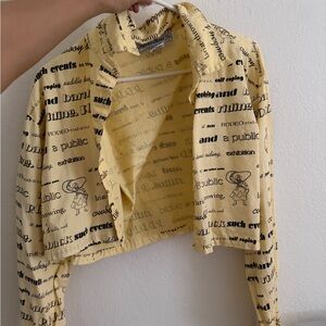 Yellow Printed Cropped Jacket